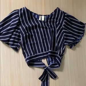 Navy and White Blouse